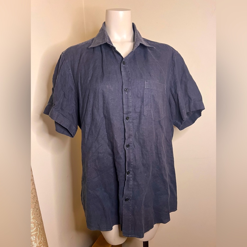 Hugo Boss blue linen shirt size large